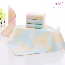 Wholesale of pure cotton gauze square towels, handkerchiefs, napkins, baby and children's daily necessities, double-layer colorful checkered gauze small square towels