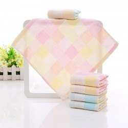 Wholesale of pure cotton gauze square towels, handkerchiefs, napkins, baby and children's daily necessities, double-layer colorful checkered gauze small square towels