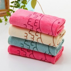 Ultra-fine fiber polyester and brocade 400g children's towel, cartoon printed small towel, super absorbent and super soft, 25*50