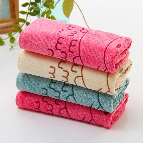 Ultra-fine fiber polyester and brocade 400g children's towel, cartoon printed small towel, super absorbent and super soft, 25*50 Ultra-fine fiber polyester and brocade 400g children's towel, cartoon printed small towel, super absorbent and super soft, 25*50