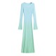 Wholesale summer new women's clothing gradient color round neck pullover long-sleeved fitted knitted long dress for foreign trade