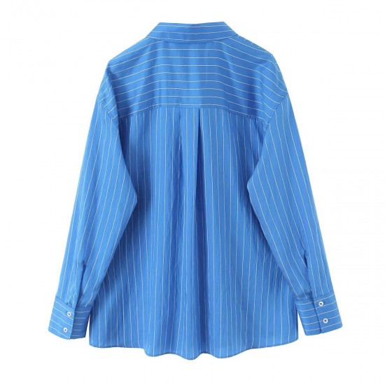 A 2025 new women's clothing set with a simple and loose European and American style, featuring a striped shirt and pajama pants A 2025 new women's clothing set with a simple and loose European and American style, featuring a striped shirt and pajama pants