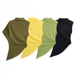 Z Wholesale new European and American style women's clothing, pleated fashion, multi-color asymmetrical design sense, elegant T-shirt and top