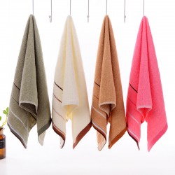 Wholesale of three-segment pure cotton towels, absorbent, soft, plain color gifts, embroidered household face towels, all cotton