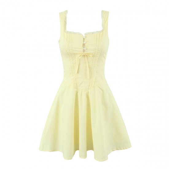 A new cross-border women's summer sweet lace halter dress with a back drawstring and a sexy, slimming mini skirt for women