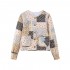 5756 Early Autumn new women's clothing, European and American style round-neck color-blocked small floral long-sleeved cotton-padded jacket