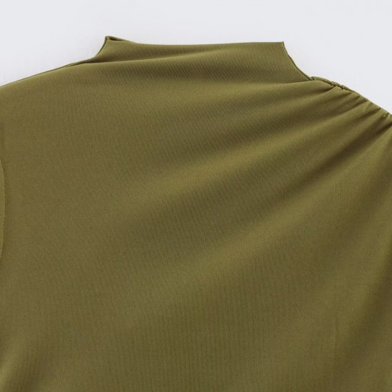 Z Wholesale new European and American style women's clothing, pleated fashion, multi-color asymmetrical design sense, elegant T-shirt and top