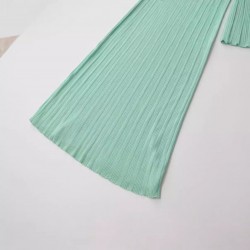Wholesale summer new women's clothing gradient color round neck pullover long-sleeved fitted knitted long dress for foreign trade