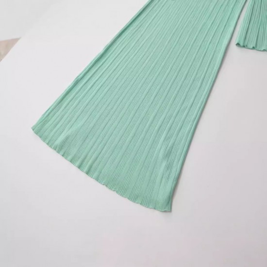 Wholesale summer new women's clothing gradient color round neck pullover long-sleeved fitted knitted long dress for foreign trade